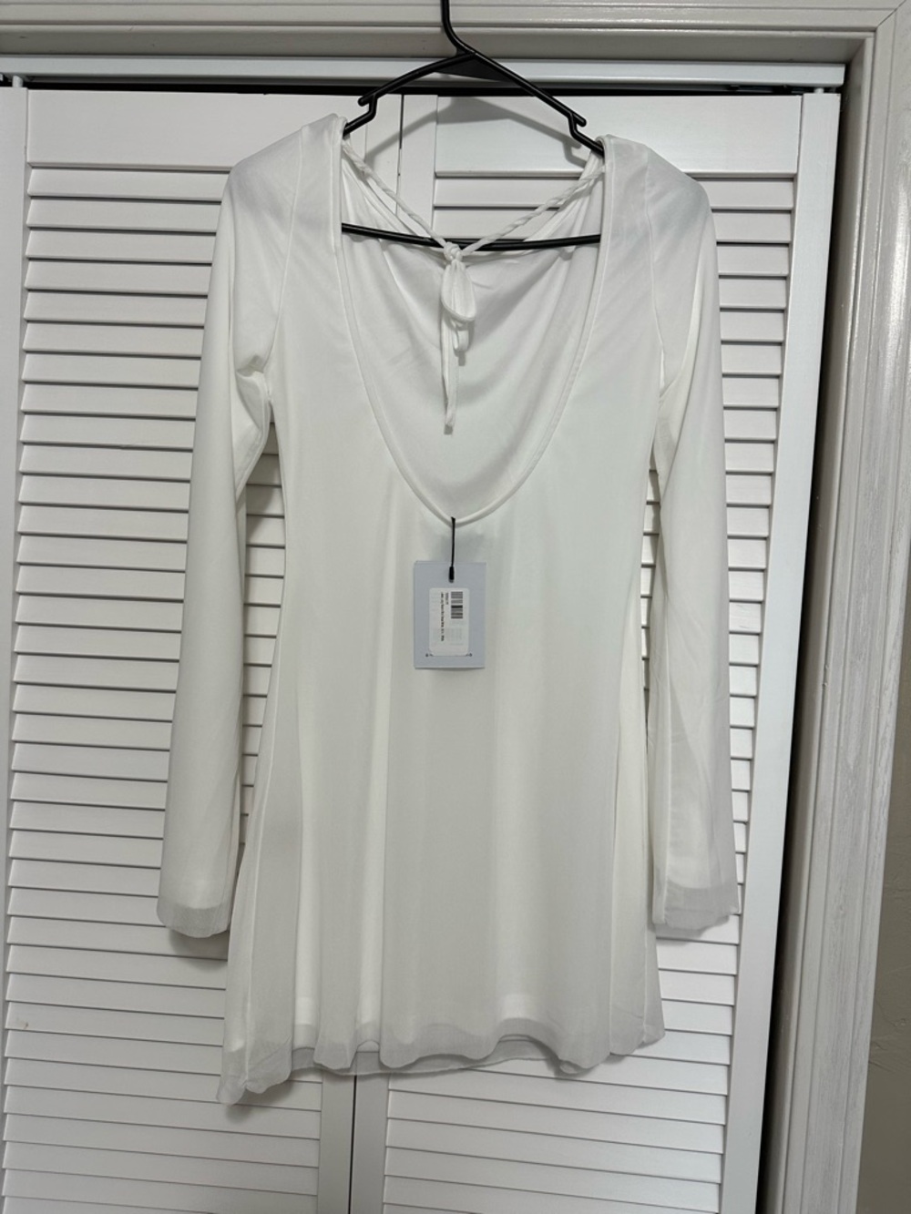 White Long-Sleeve Women's Dress - Picture 2 of 4